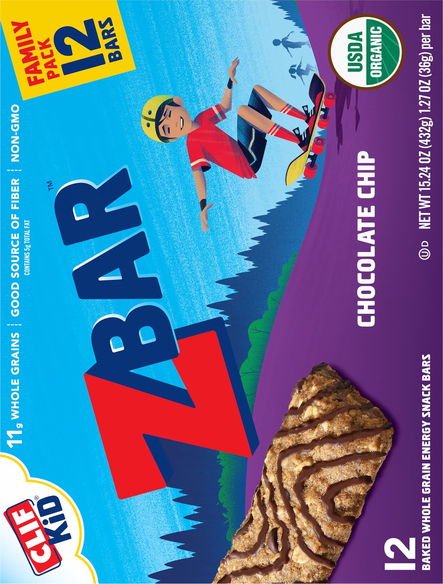 slide 7 of 9, Zbar - Chocolate Chip - Soft-Baked Energy Snack Bars - Non-GMO - 12g Whole Grains - USDA Organic Granola Bars (12 Pack), 12 ct