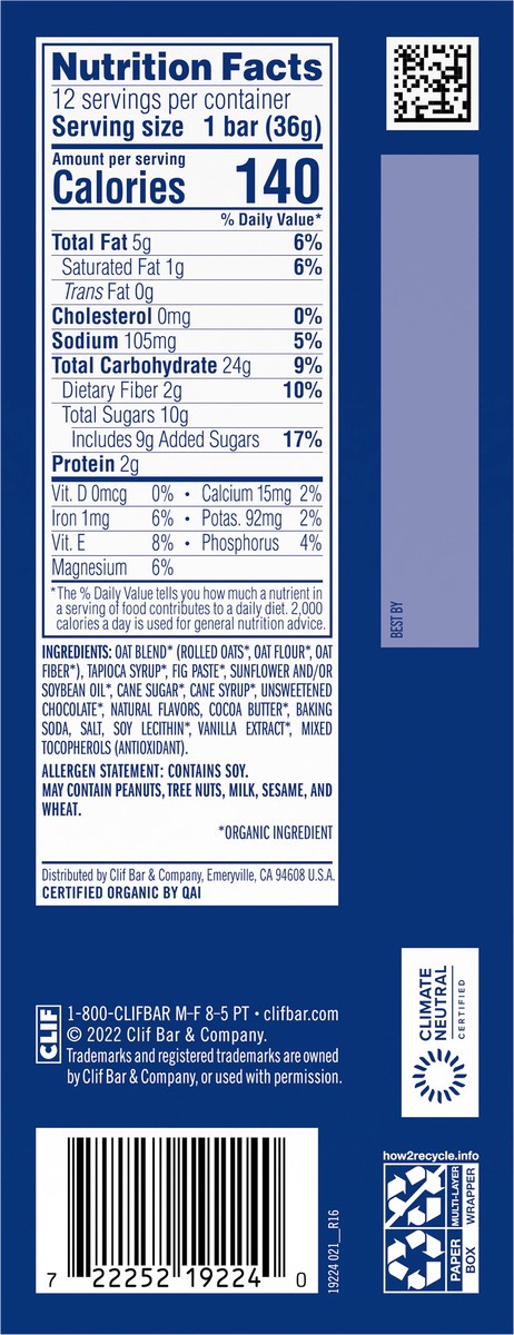 slide 4 of 9, Zbar - Chocolate Chip - Soft-Baked Energy Snack Bars - Non-GMO - 12g Whole Grains - USDA Organic Granola Bars (12 Pack), 12 ct