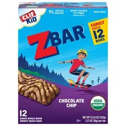 CLIF Kid Zbar - Chocolate Chip - Soft Baked Whole Grain Snack Bars - USDA Organic - Non-GMO - Plant-Based - 1.27 oz. (12 Pack)