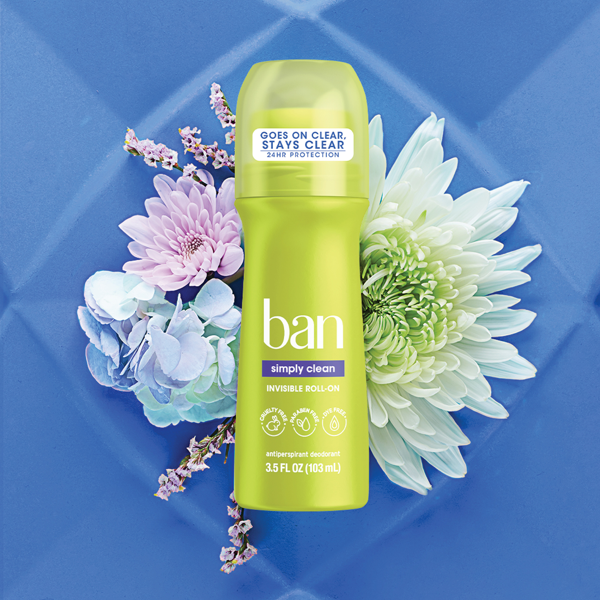 slide 2 of 5, Ban Invisible Roll-On Deodorant for Women and Men, 24hr Underarm Wetness Protection, 3.50 fl oz