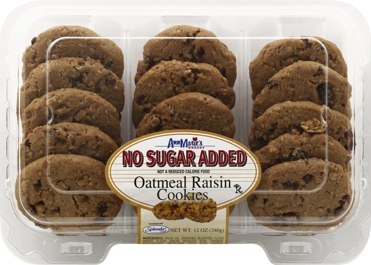 slide 9 of 9, Ann Marie's Cookies, No Sugar Added, Oatmeal Raisin, 12 oz