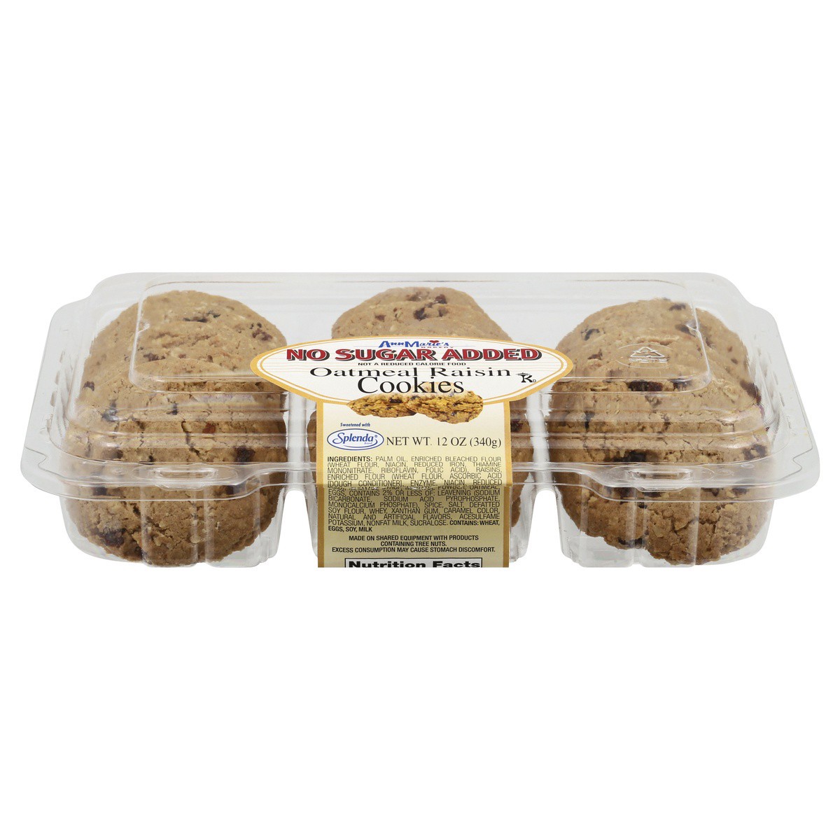 slide 1 of 9, Ann Marie's Cookies, No Sugar Added, Oatmeal Raisin, 12 oz
