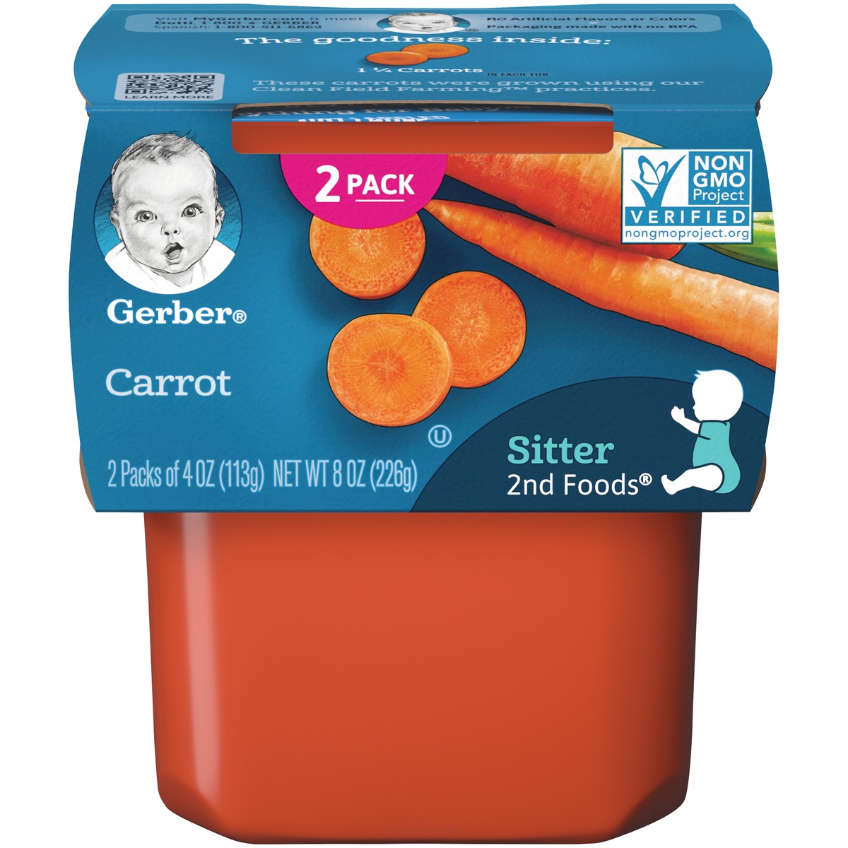 slide 1 of 1, Gerber 2nd Foods Carrot Baby Food, 2 ct; 4 oz