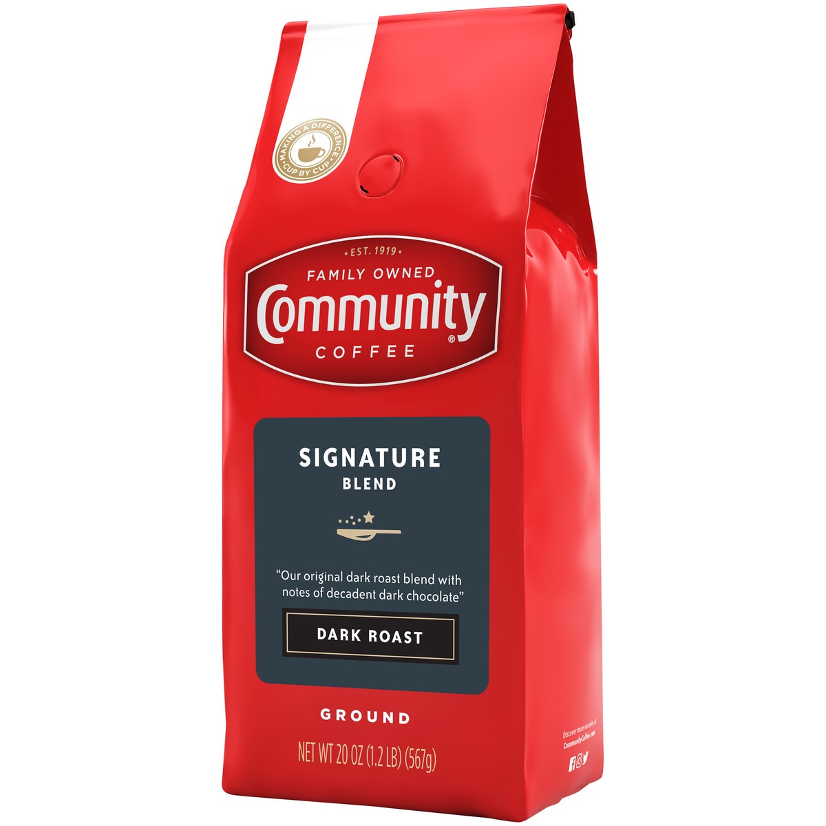 slide 5 of 9, Community Coffee Coffee Signature Blend Dark Roast Ground Coffee 20 oz. Bag, 20 oz