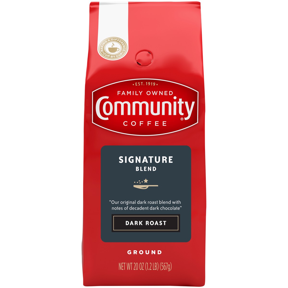 slide 3 of 9, Community Coffee Coffee Signature Blend Dark Roast Ground Coffee 20 oz. Bag, 20 oz