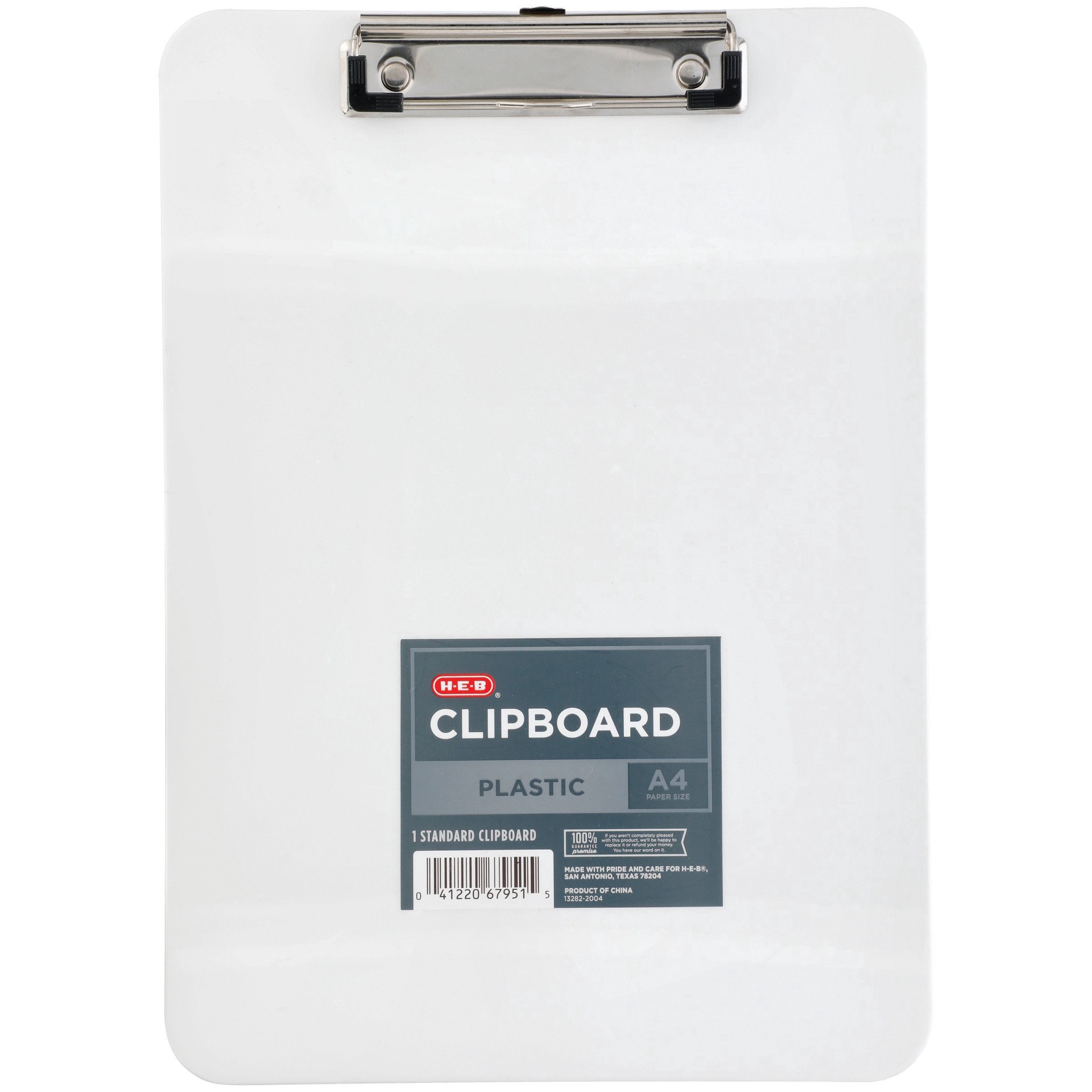 slide 1 of 1, H-E-B Plastic Standard Clipboard, 1 ct