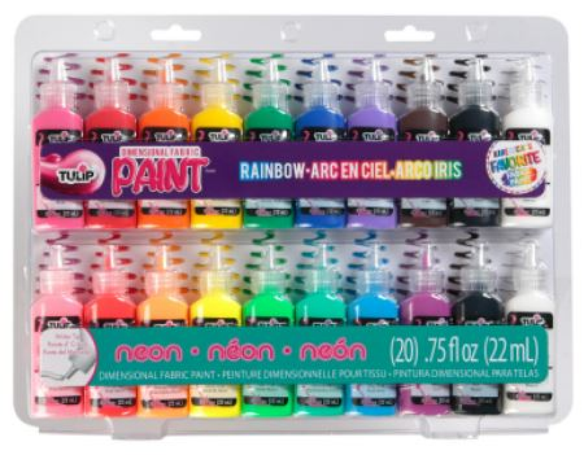 slide 1 of 1, Tulip Dimensional Fabric Paint Party Rainbow, 20 ct