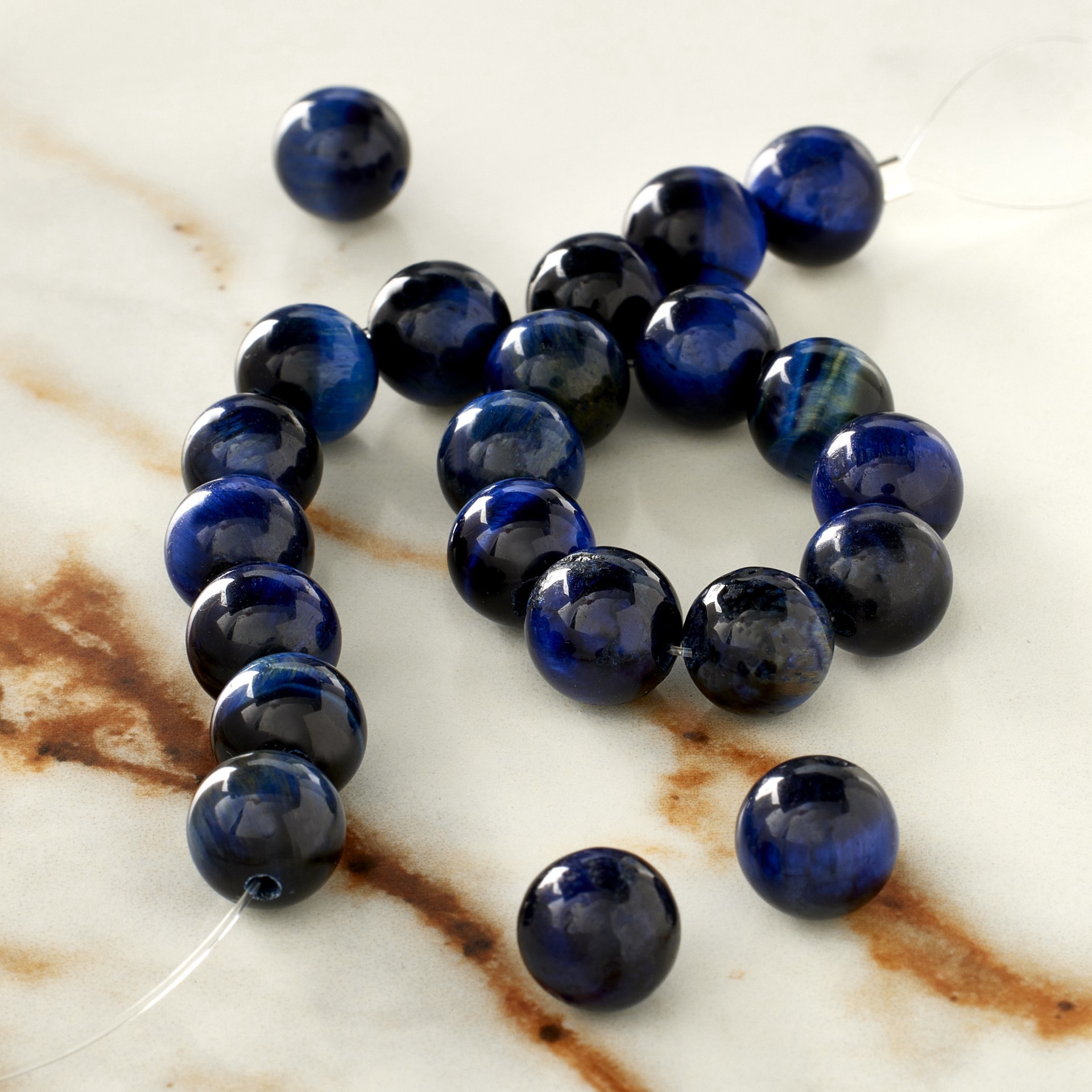 slide 2 of 3, Dark Blue Tiger Eye Round Beads, 8mm By Bead Landing, 8mm