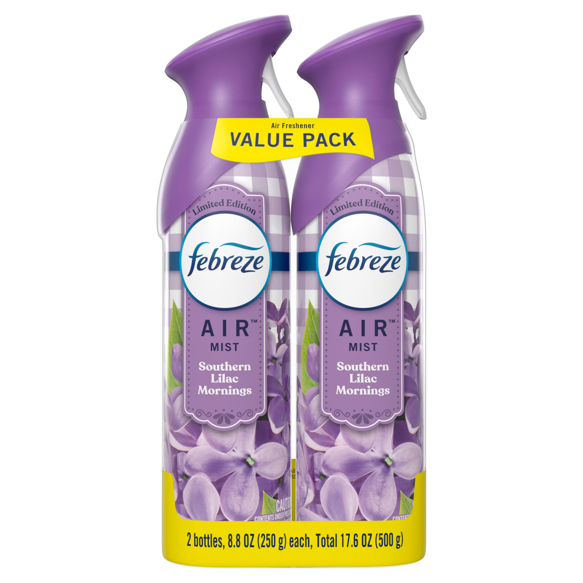 slide 12 of 29, Febreze Air Mist Odor-Fighting Air Freshener Southern Lilac Mornings Aerosol Can, Pack of 2, 8.8 oz