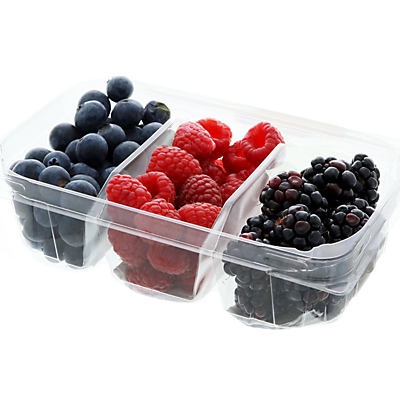 slide 1 of 1, H-E-B Fresh Vari Berries - Raspberries Blueberries & Blackberries, 10 oz