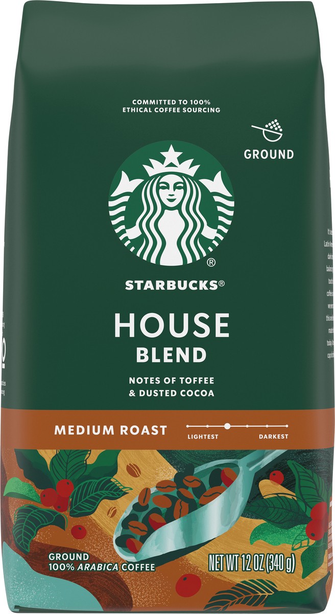 slide 3 of 9, Starbucks House Blend Medium Roast Ground Coffee, 12 oz