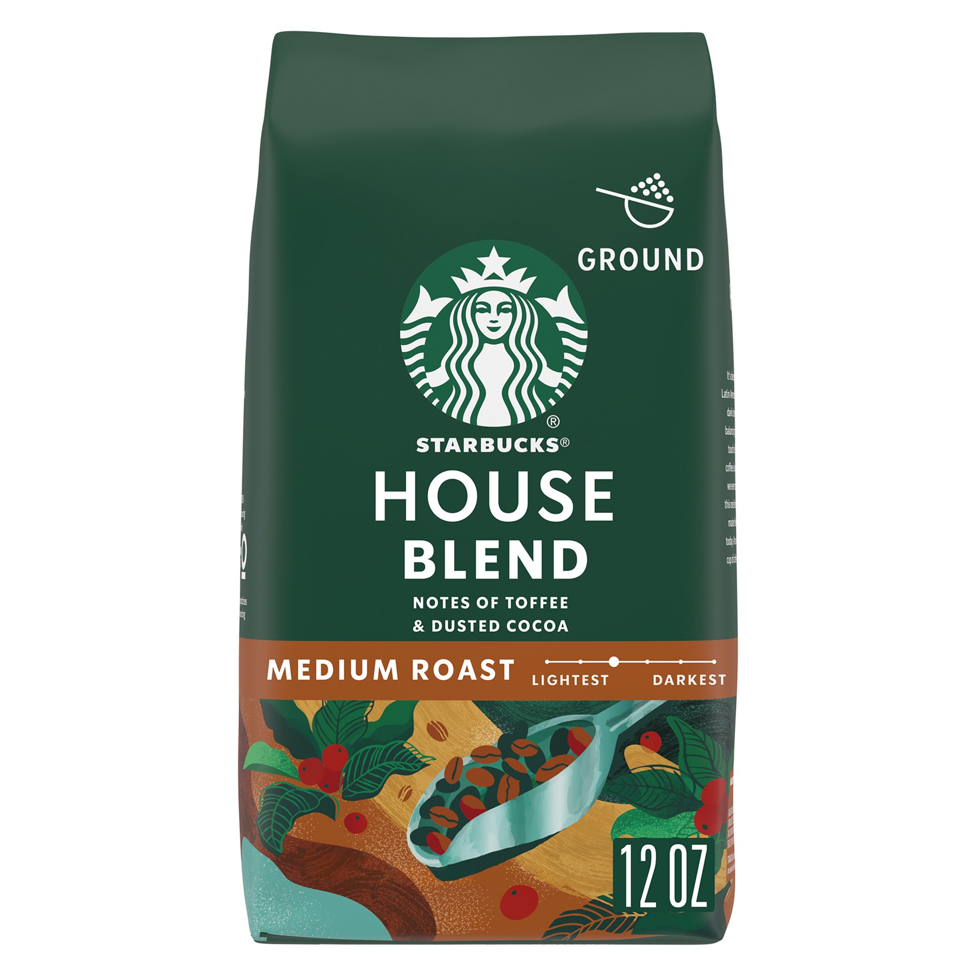 slide 1 of 9, Starbucks Ground Coffee, Medium Roast Coffee, House Blend, 100% Arabica, 1 bag (12 oz), 12 oz