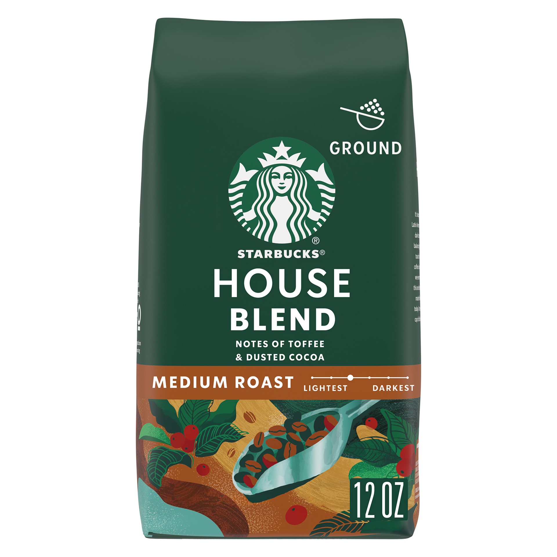 slide 1 of 9, Starbucks House Blend Medium Roast Ground Coffee, 12 oz