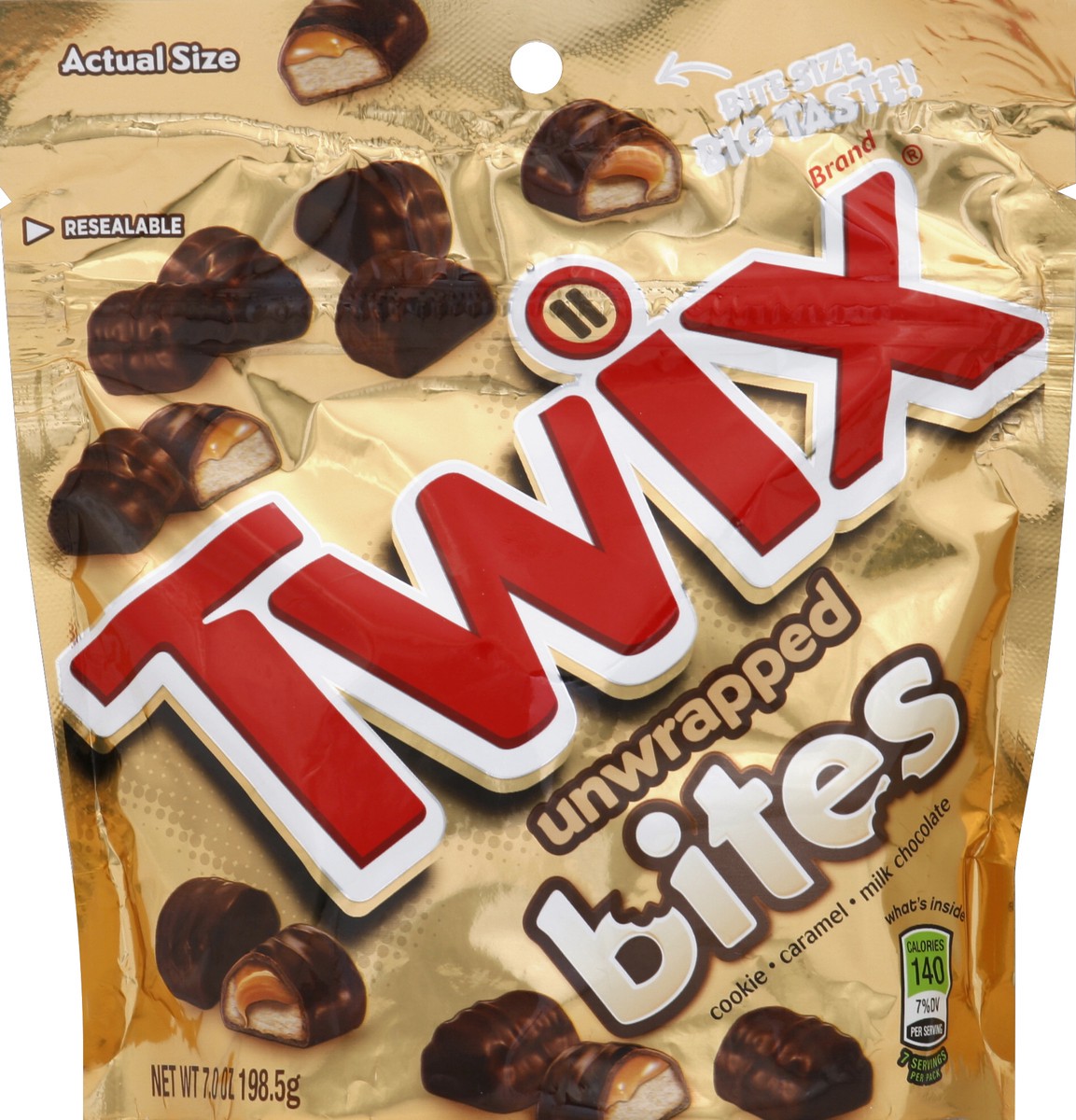 slide 2 of 3, TWIX Caramel Bites Size Chocolate Cookie Bar Candy Pouch, 7 oz, 7 oz