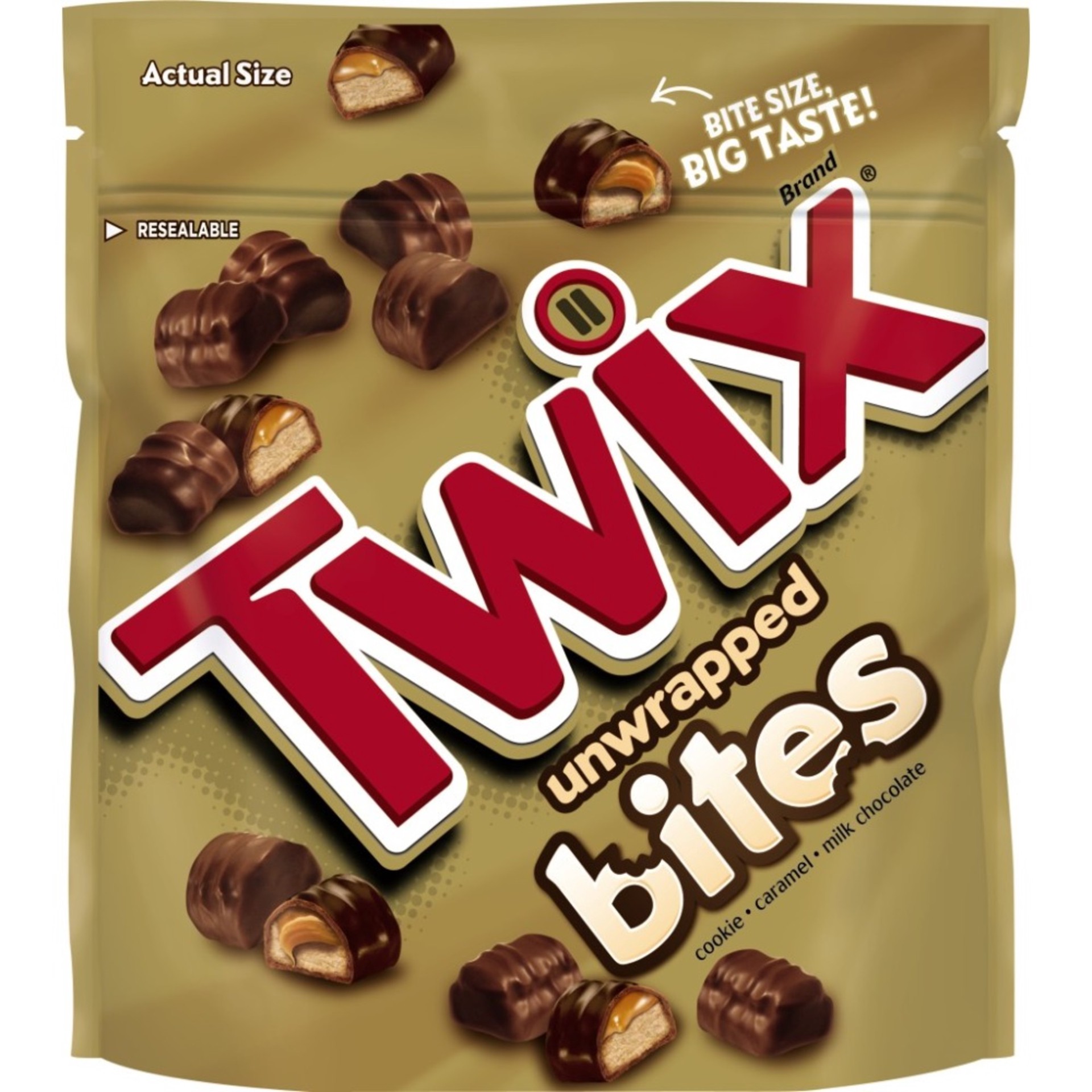 slide 1 of 3, TWIX Caramel Bites Size Chocolate Cookie Bar Candy Pouch, 7 oz, 7 oz