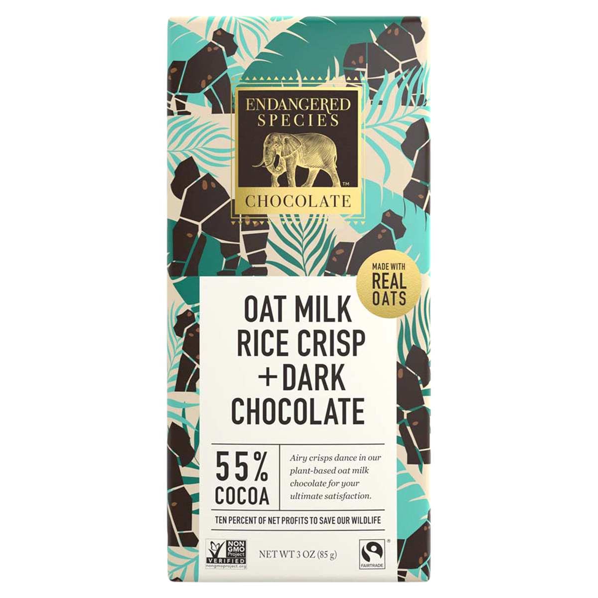 slide 1 of 1, Endangered Species Natural Chocolate Bars, Dark Chocolate Oat Milk Rice Crisps, 3 oz