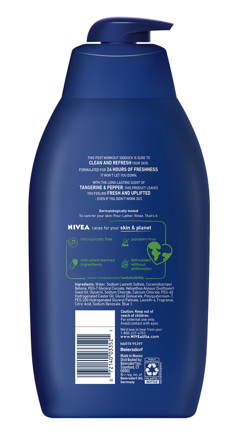 slide 3 of 5, Nivea NIVEA MEN Sport Body Wash with Revitalizing Minerals, 30 Fl Oz Pump Bottle, 30 oz