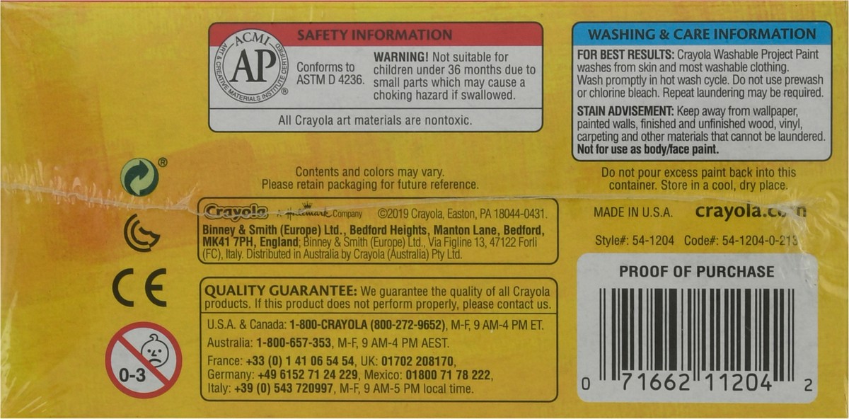 slide 10 of 10, Crayola Classic Washable Project Paint 6 ea, 6 ct