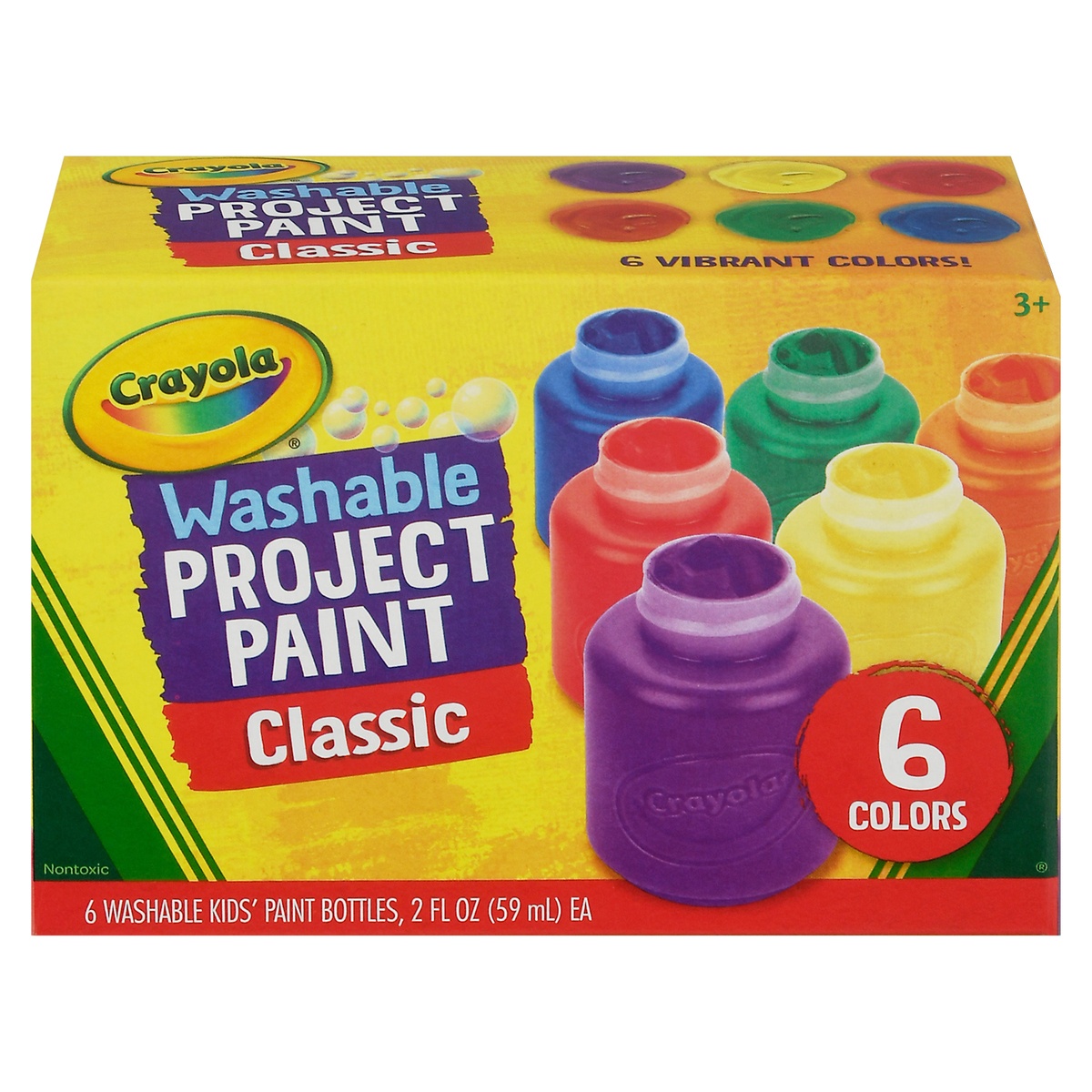 slide 1 of 1, Crayola Washable Assorted Colors Kids Paint, 6 ct