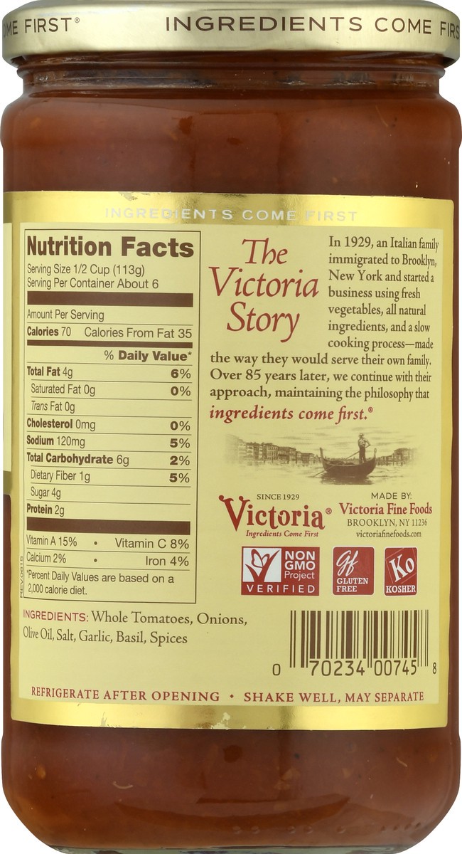 slide 3 of 12, Victoria Premium Low Sodium Marinara Sauce 24 oz, 24 oz