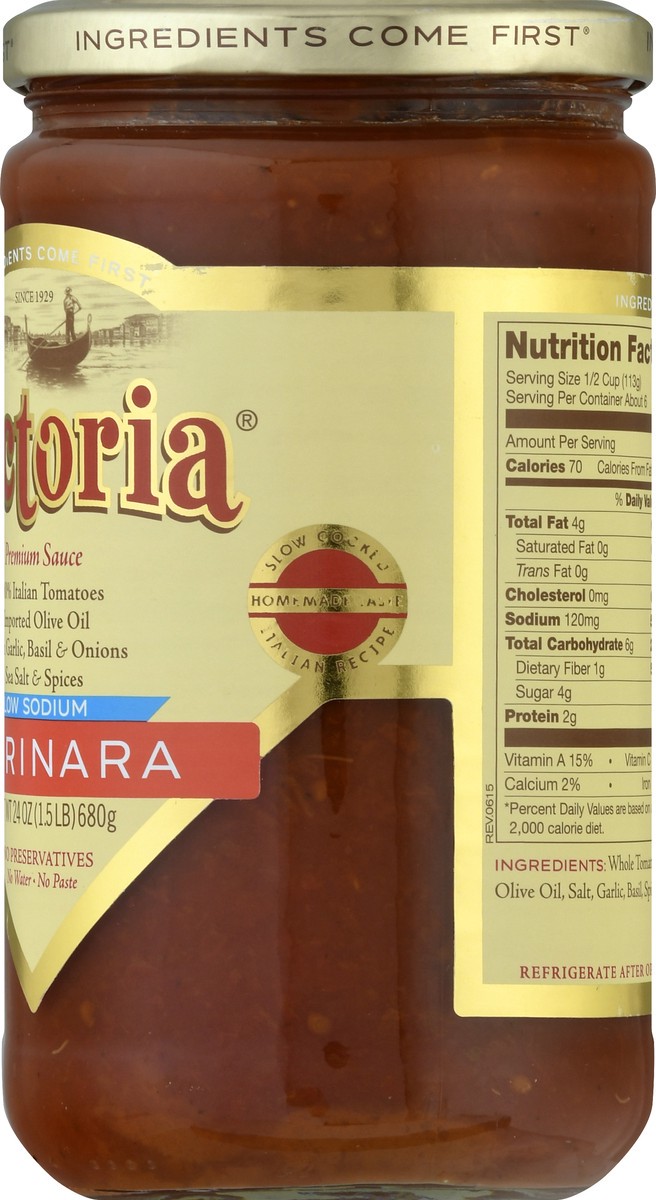 slide 5 of 12, Victoria Premium Low Sodium Marinara Sauce 24 oz, 24 oz