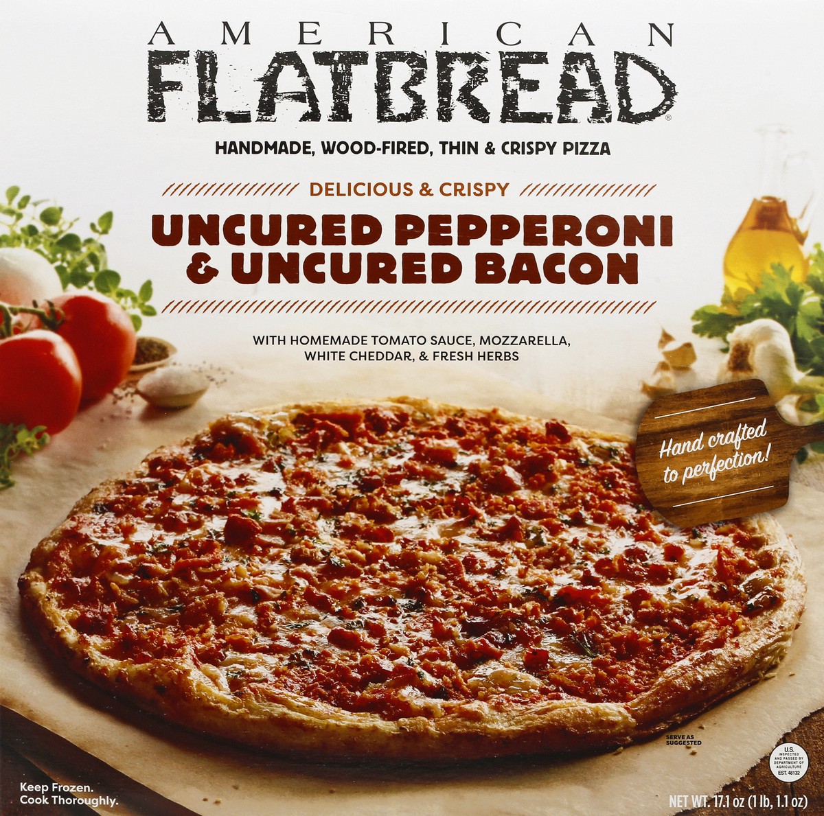 slide 7 of 13, American Flatbread Delicious & Crispy Uncured Pepperoni & Uncured Bacon Pizza 17.1 oz, 17.1 oz