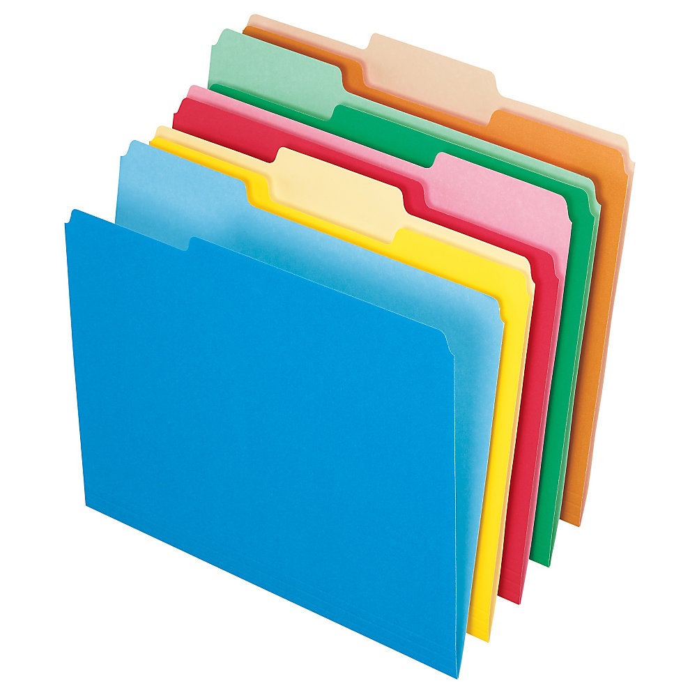 slide 1 of 1, Office Depot File Folders, Letter Size, 1/3 Cut, Assorted Colors, Box Of 100 Folders, 100 ct