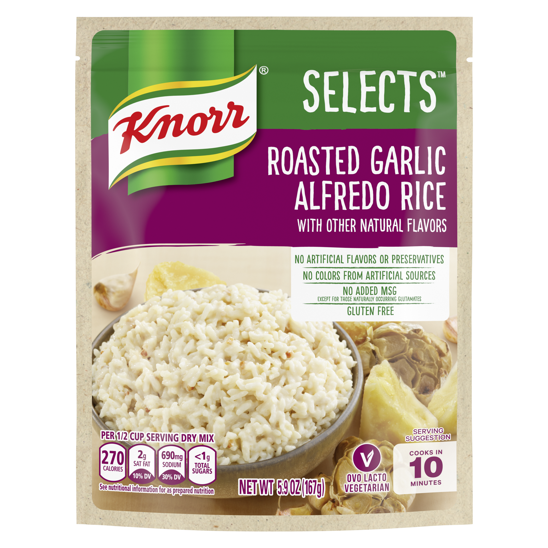 slide 4 of 4, Knorr Selects Rice Side Dish Roasted Garlic Alfredo, 5.9 oz, 5.9 oz