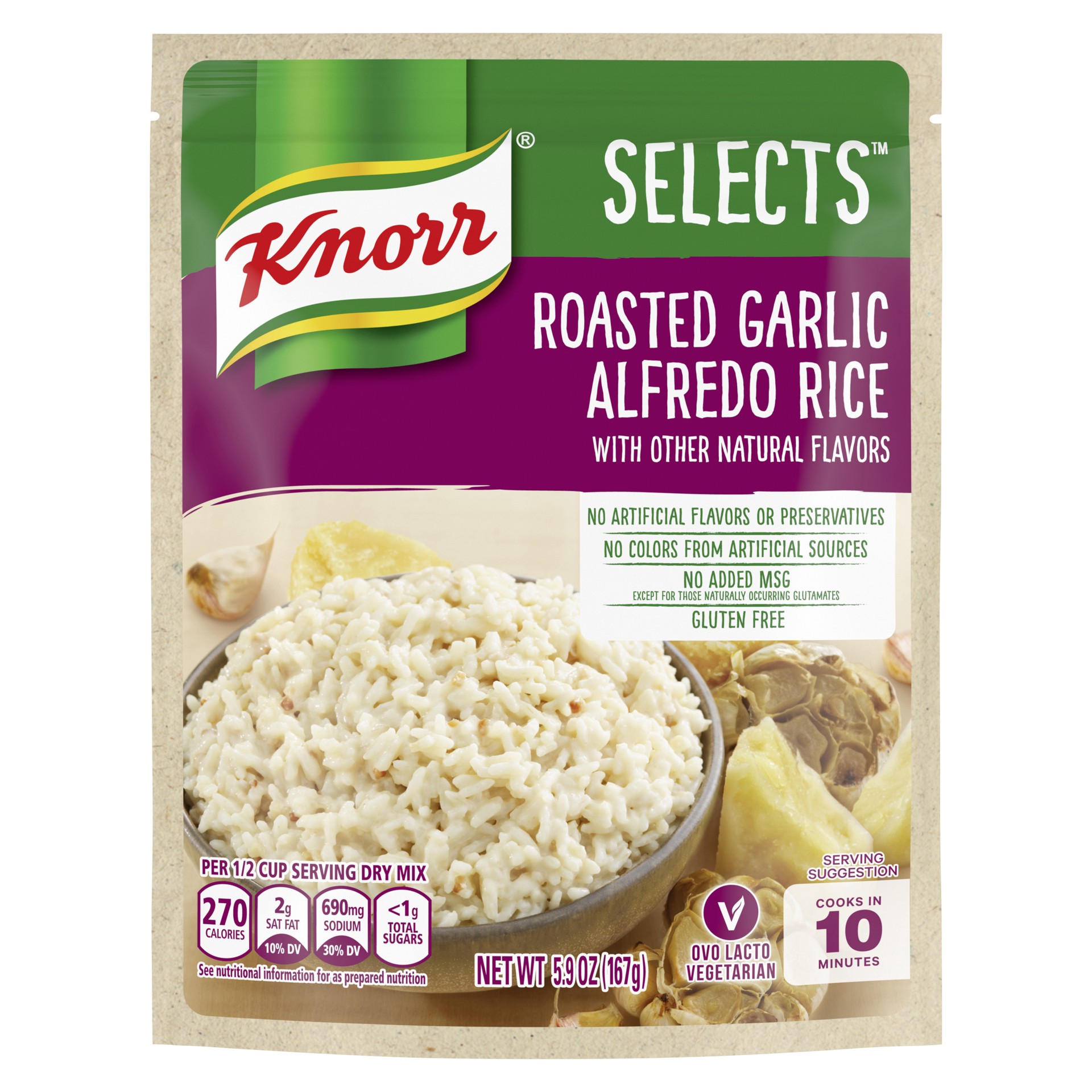 slide 1 of 4, Knorr Selects Rice Side Dish Roasted Garlic Alfredo, 5.9 oz, 5.9 oz