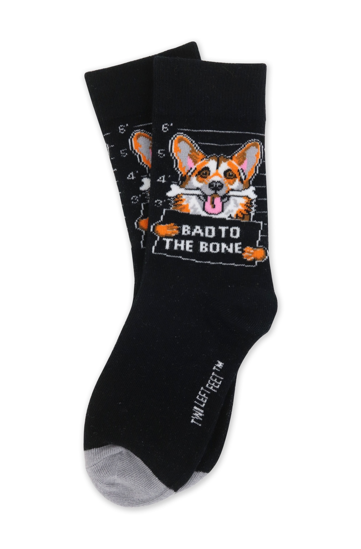 slide 1 of 1, Two Left Feet Bad To The Bone Big Kids Socks, 1 pair