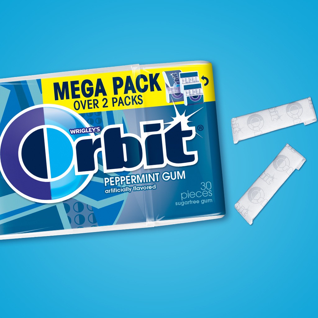 slide 5 of 8, ORBIT Gum Peppermint Sugar Free Chewing Gum Mega Pack, 30 Piece, 30 pc