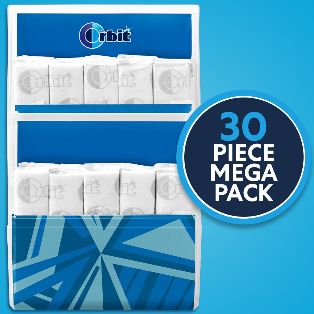 slide 8 of 8, ORBIT Gum Peppermint Sugar Free Chewing Gum Mega Pack, 30 Piece, 30 pc