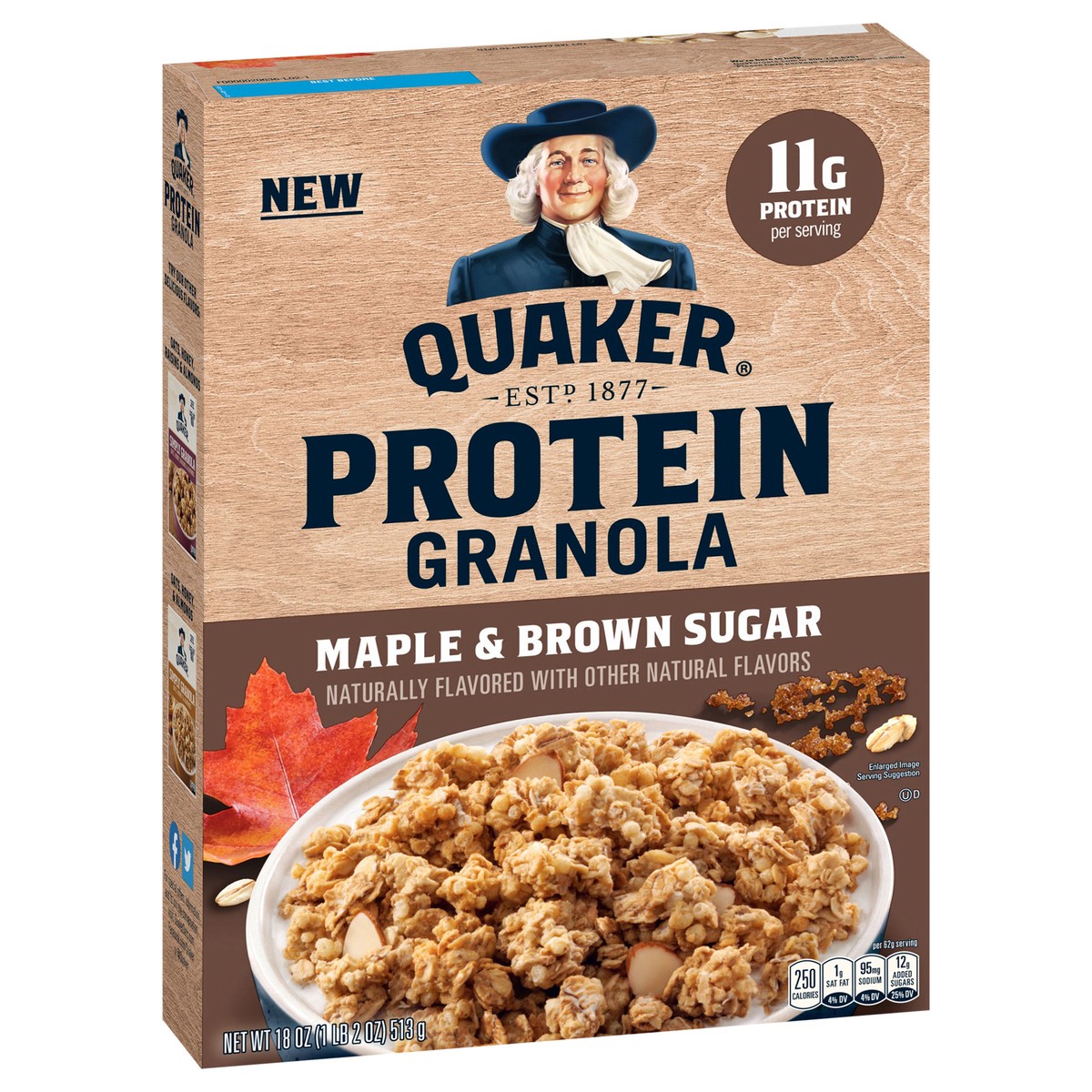 slide 7 of 11, Quaker Protein Granola, Maple & Brown Sugar, 18 Oz, 18 oz