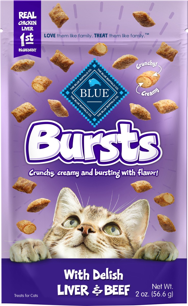 slide 2 of 3, Blue Buffalo Bursts Crunchy Cat Treats, Chicken Liver and Beef 2-oz Bag, 2 oz