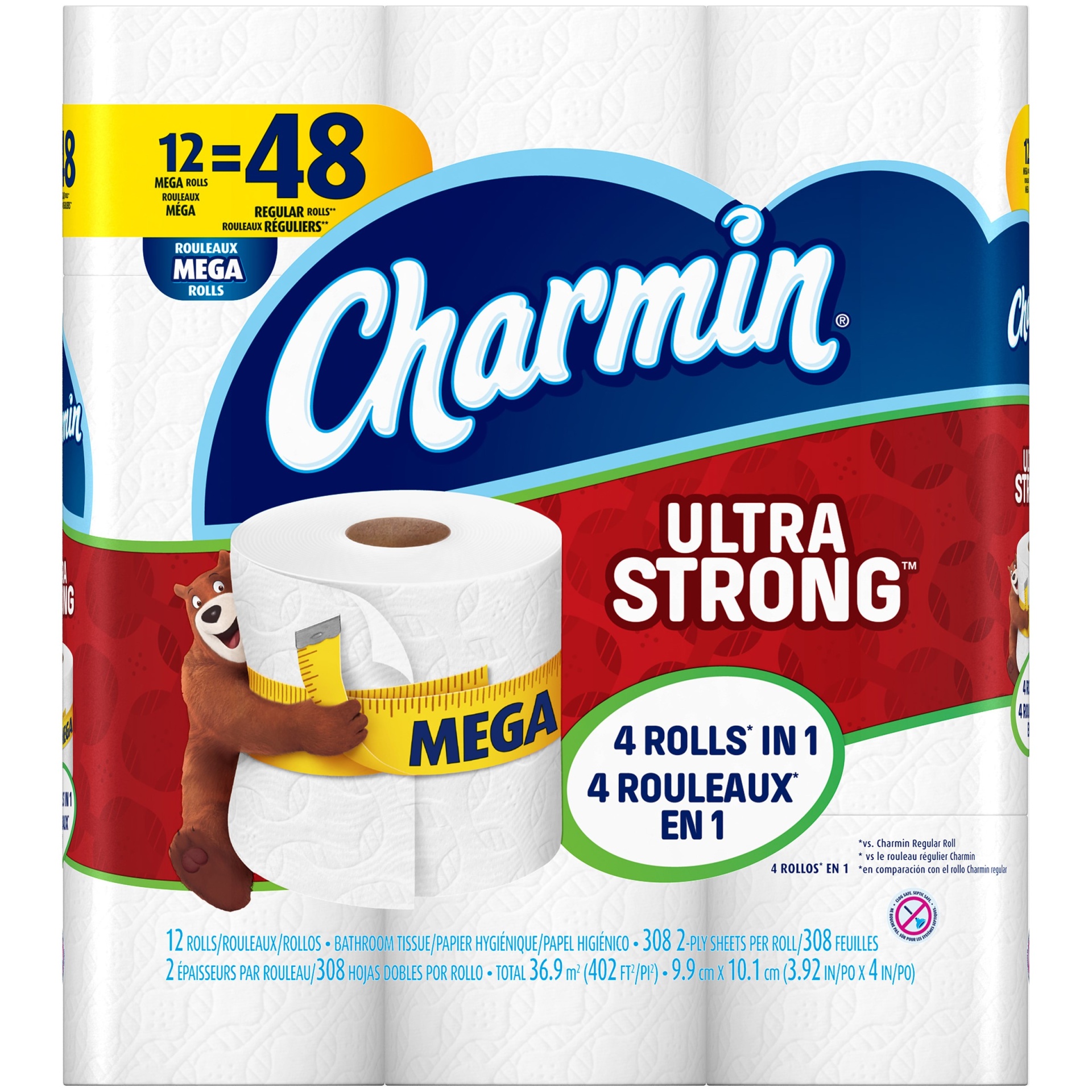 slide 1 of 1, Charmin Ultra Strong Mega Rolls Bathroom Tissues, 12 ct