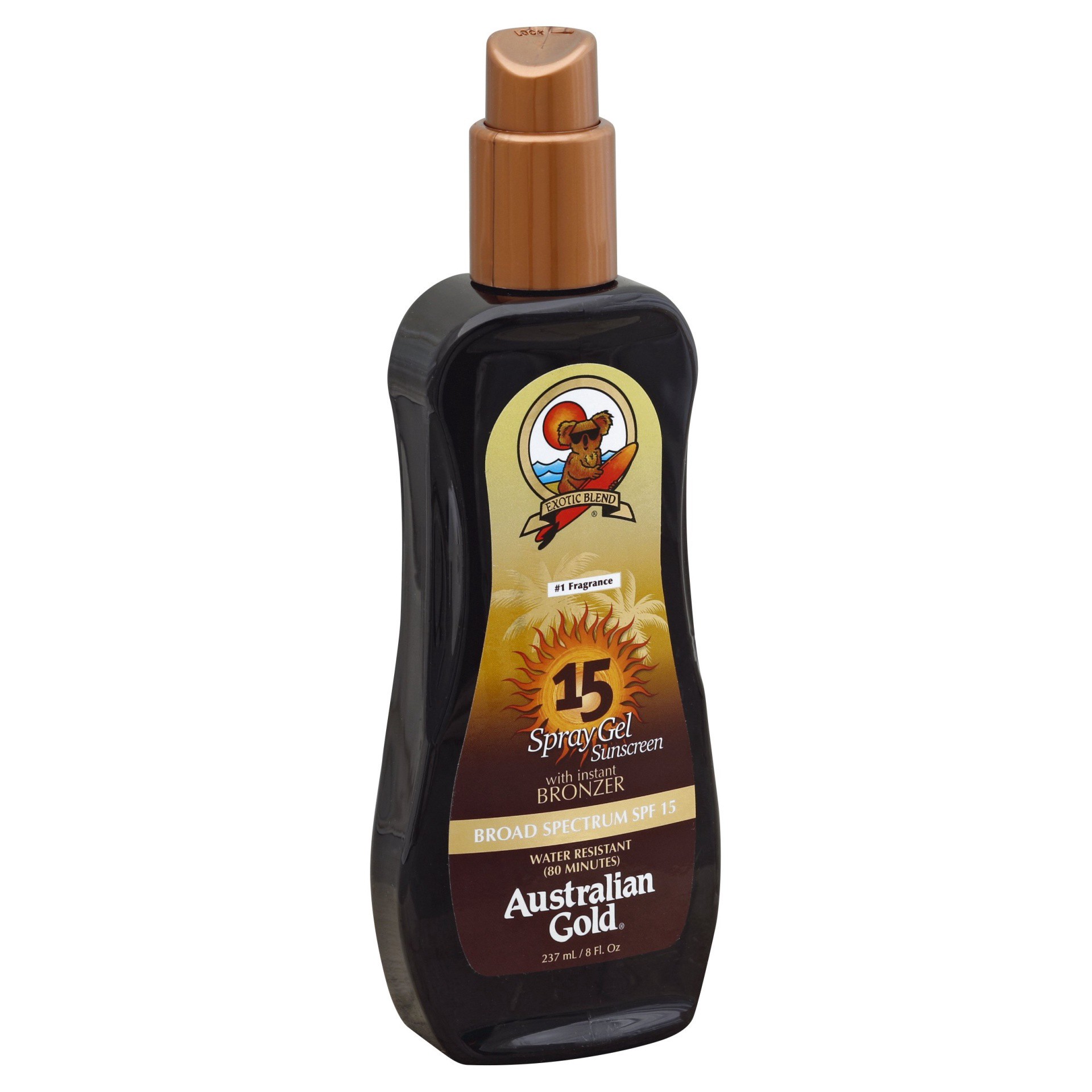 slide 1 of 2, Australian Gold Sunscreen Spray Gel With Instant Bronzer - SPF 15, 8 fl oz