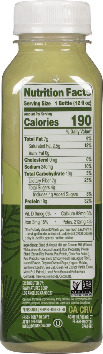 slide 12 of 15, Koia Plant-Based Matcha Latte Shake 12 fl oz, 12 fl oz