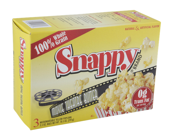 slide 1 of 1, Snappy Movie Theatre Butter Micowave Popcorn, 3 ct; 3.5 oz
