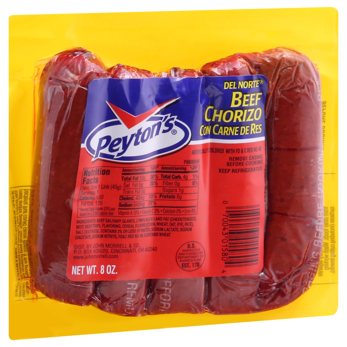 slide 13 of 13, Peyton's Del Norte Beef Chorizo 8 oz, 8 oz