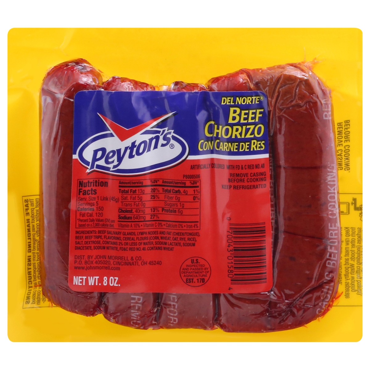 slide 8 of 13, Peyton's Del Norte Beef Chorizo 8 oz, 8 oz