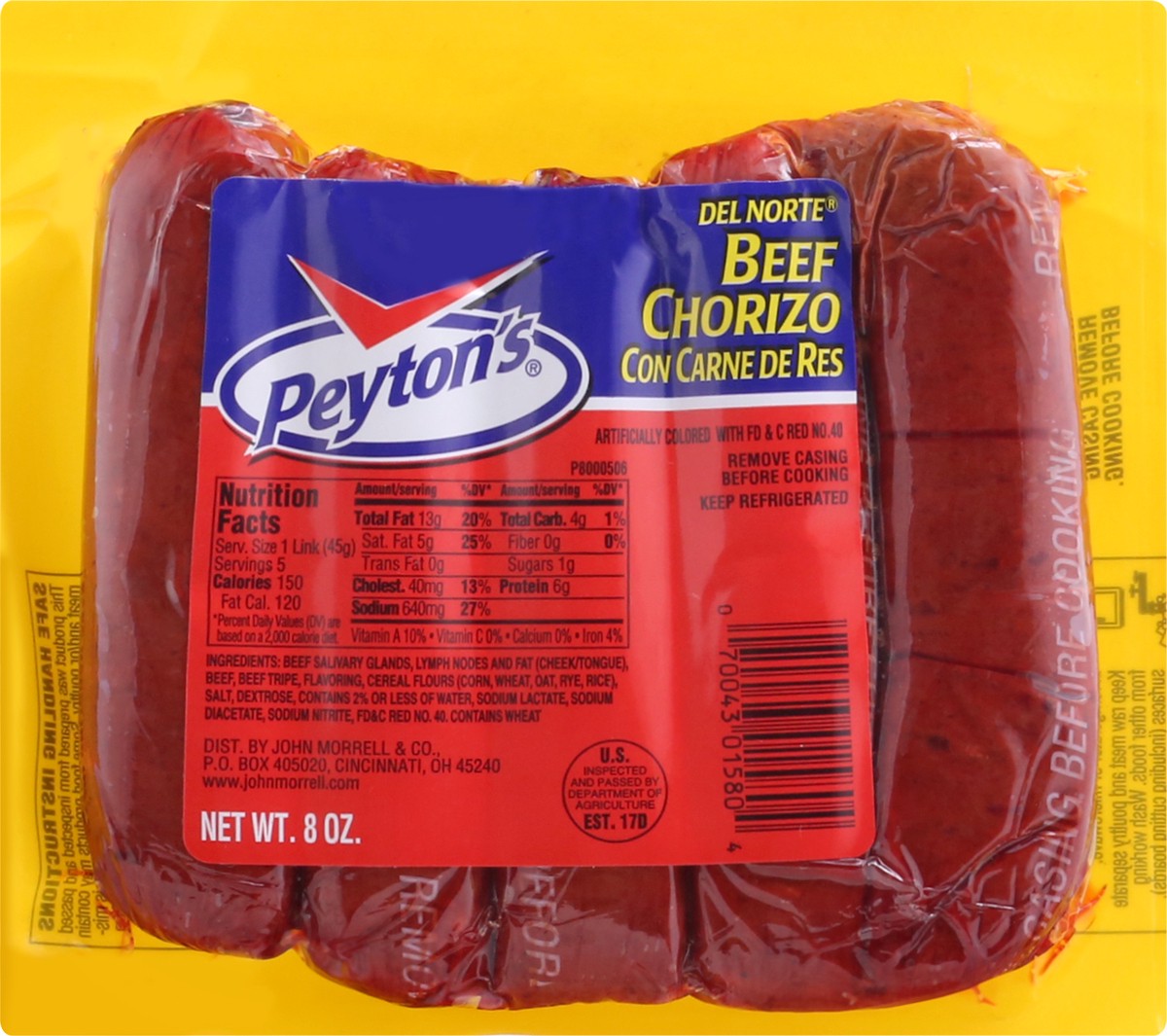 slide 11 of 13, Peyton's Del Norte Beef Chorizo 8 oz, 8 oz