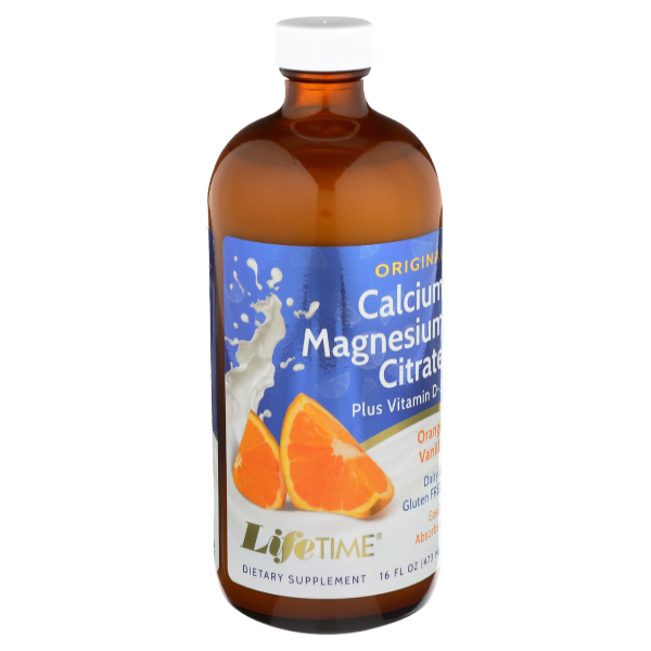 slide 1 of 1, Lifetime Orange Calcium Magnesium Citrate, 16 fl oz