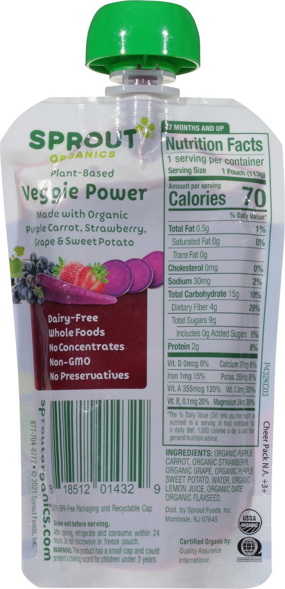 slide 6 of 9, Sprout Organics Plant-Based Veggie Power 4 oz, 4 oz