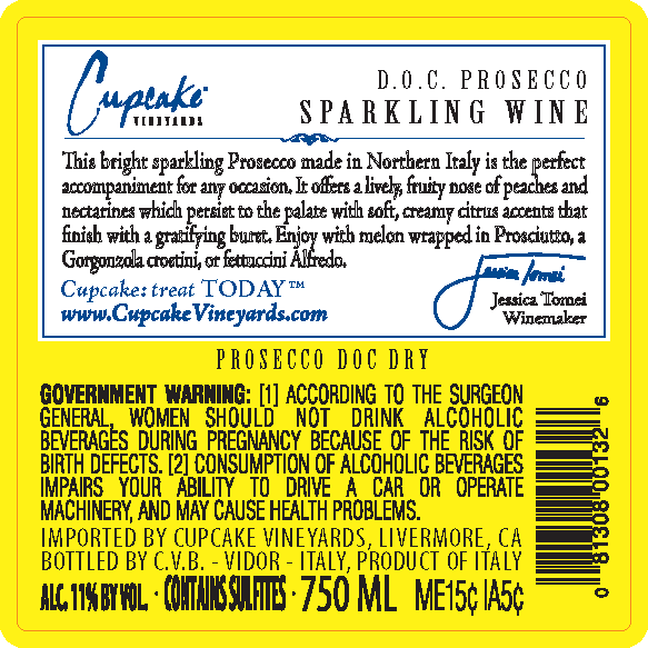 slide 3 of 5, Cupcake Vineyards Prosecco Sparkling Wine, 750 ml