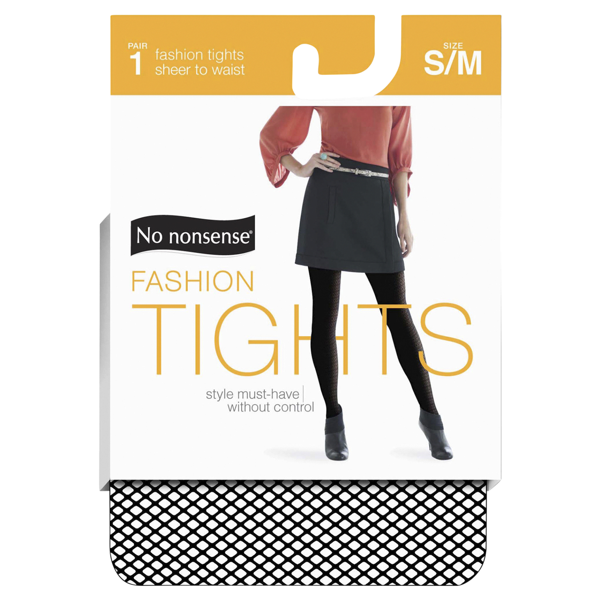 slide 1 of 1, No Nonsense Fishnet Tight Black S/M, SM/MED