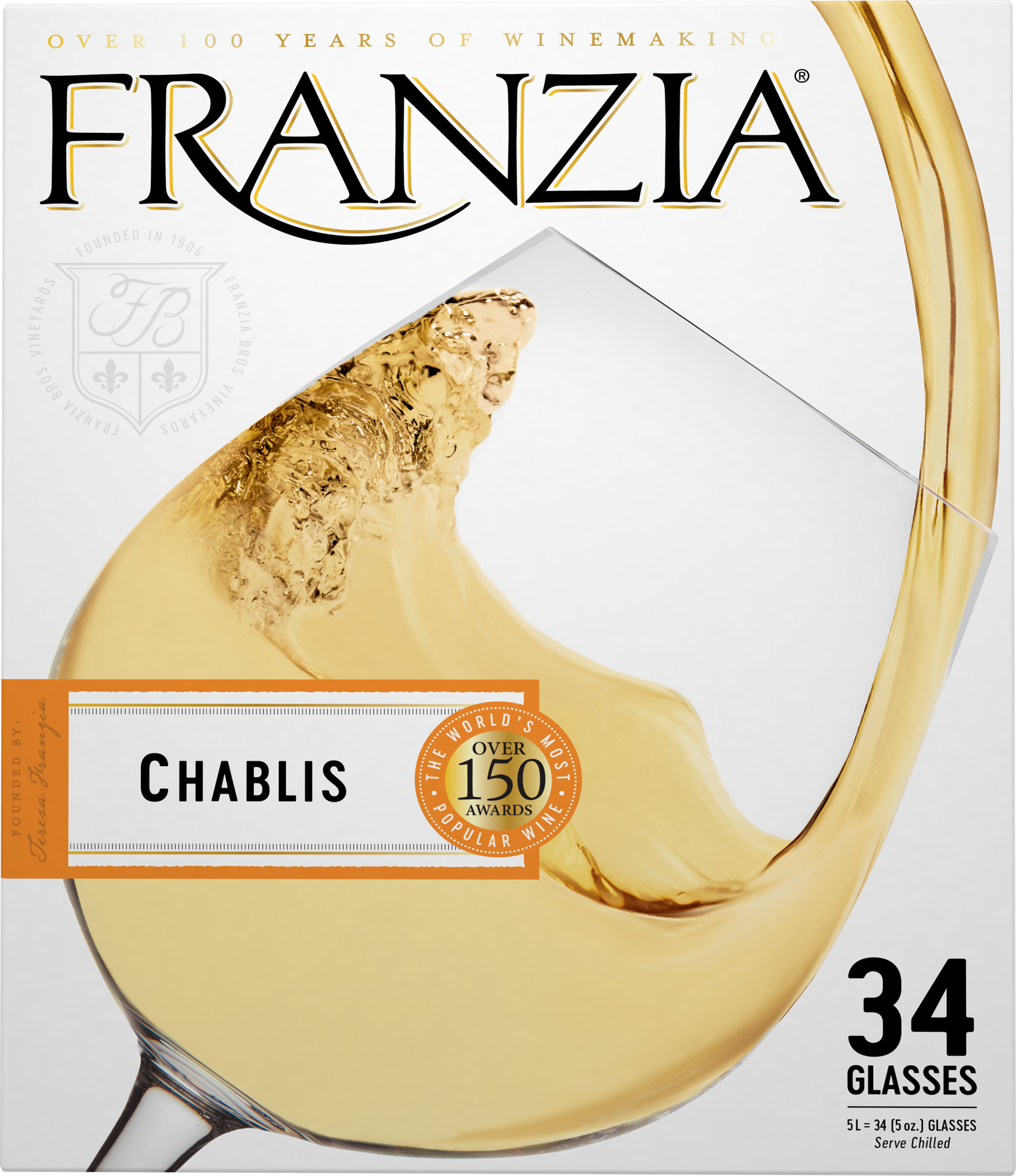 slide 2 of 4, Franzia Chablis, White Wine, American, 1 ct, 5L Box, 5 liter