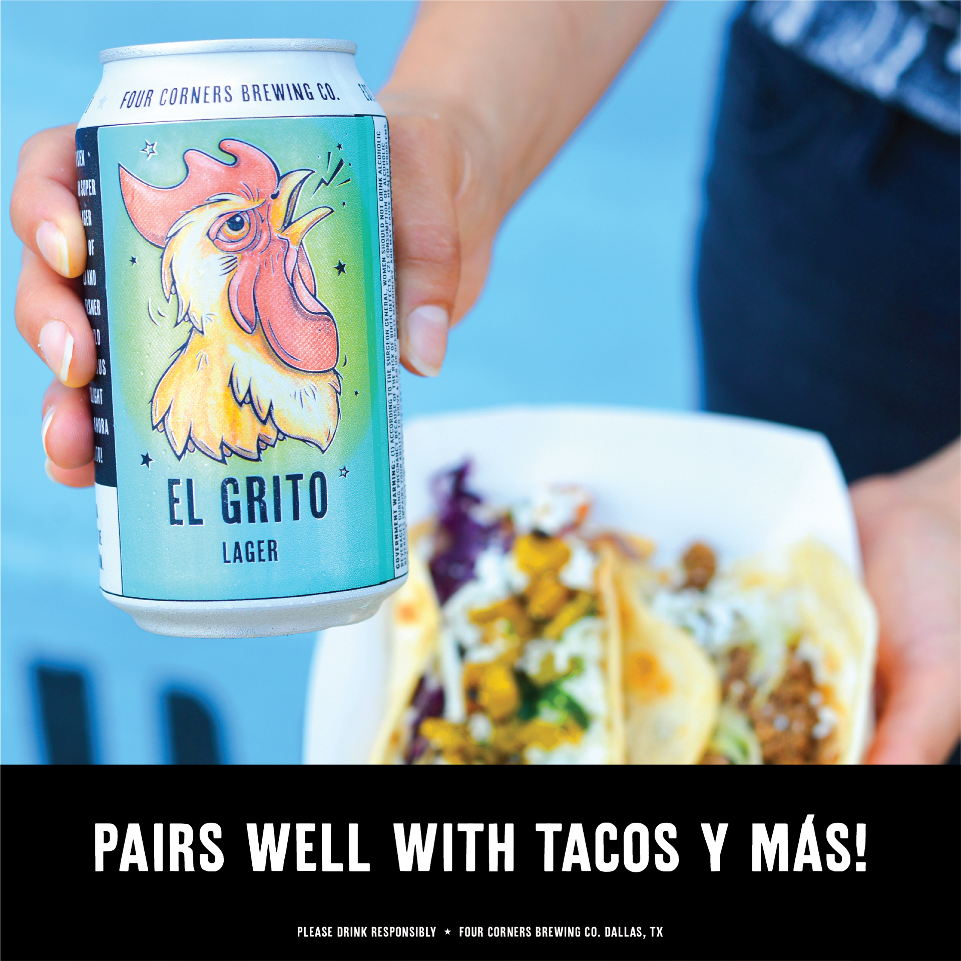 slide 2 of 5, Four Corners El Grito Lager Craft Beer, 6 pk 12 fl oz Cans, 4.0% ABV, 6 ct