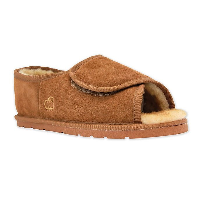 slide 1 of 6, Lamo Luxury Size XL Open Toe Wrap Men's Slipper - Chestnut, 1 ct