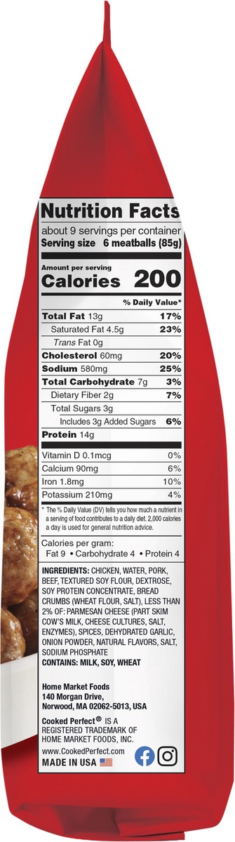 slide 4 of 9, Cooked Perfect Bite Size Flame Broiled Homestyle Meatballs 28 oz, 28 oz
