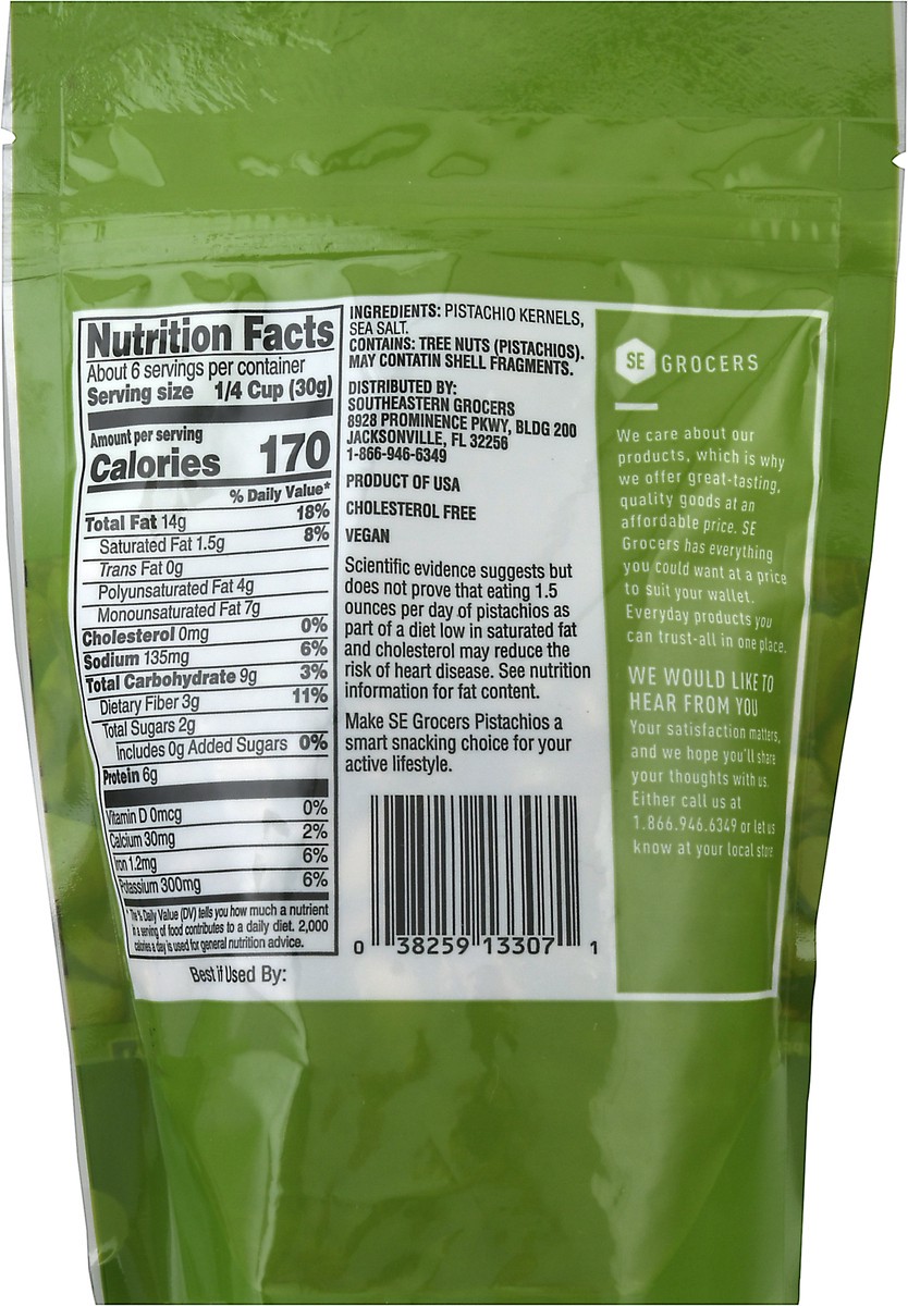 slide 6 of 9, SE Grocers Pistachio Kernels Roasted Salted, 6 oz